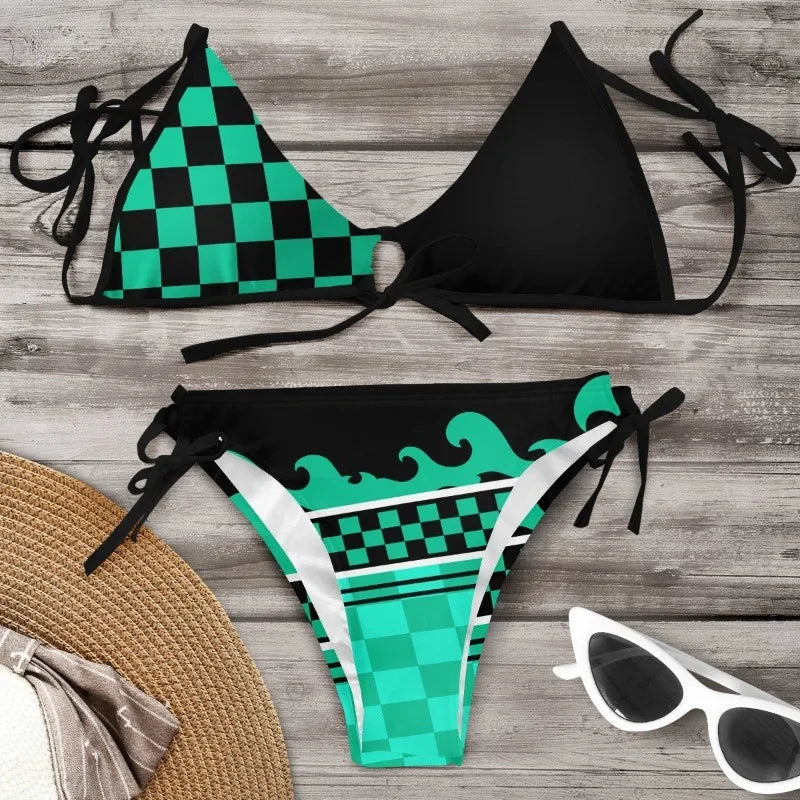 Newswimsuit Demon Slayer Anime Sexy Bikini Suit Super Fairy Fresh 3D Digital Print Swimming Suit Cute Personalized Festival Gift