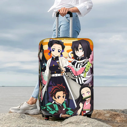 Manga Demon Slayer Luggage Cover Elastic Kimetsu No Yaiba Travel Suitcase Protective Covers Suit For 18-32 inch