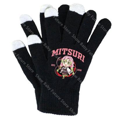 19CM Adult Gloves Demon Slayer Infinity Castle Boys Gloves Cartoon Tanjirou Screen Gloved Winter Anime Kids Birthday Cute Gifts