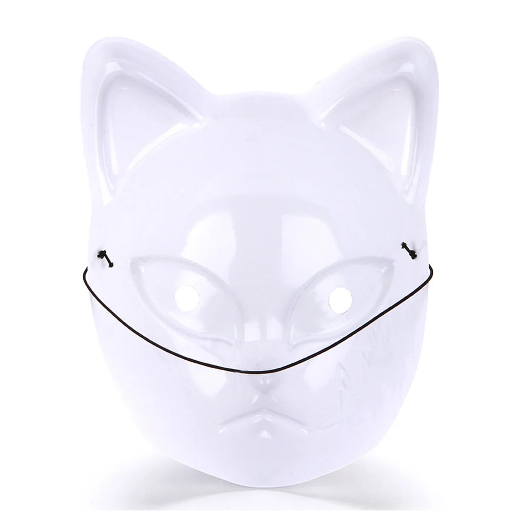 Japanese Anime Demon Slayer Mask Fox Face Cover Cosplay Sabito Makomo Thicken Plastic Masks Halloween Party Costume Props