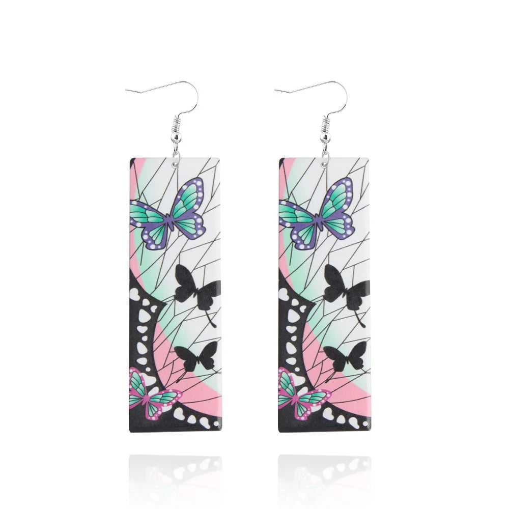Creative Trinket Acrylic Tanjiro Earrings for Women Girl Accessories Handmade Hoop Earring Anime Jewelry earrings pendientes