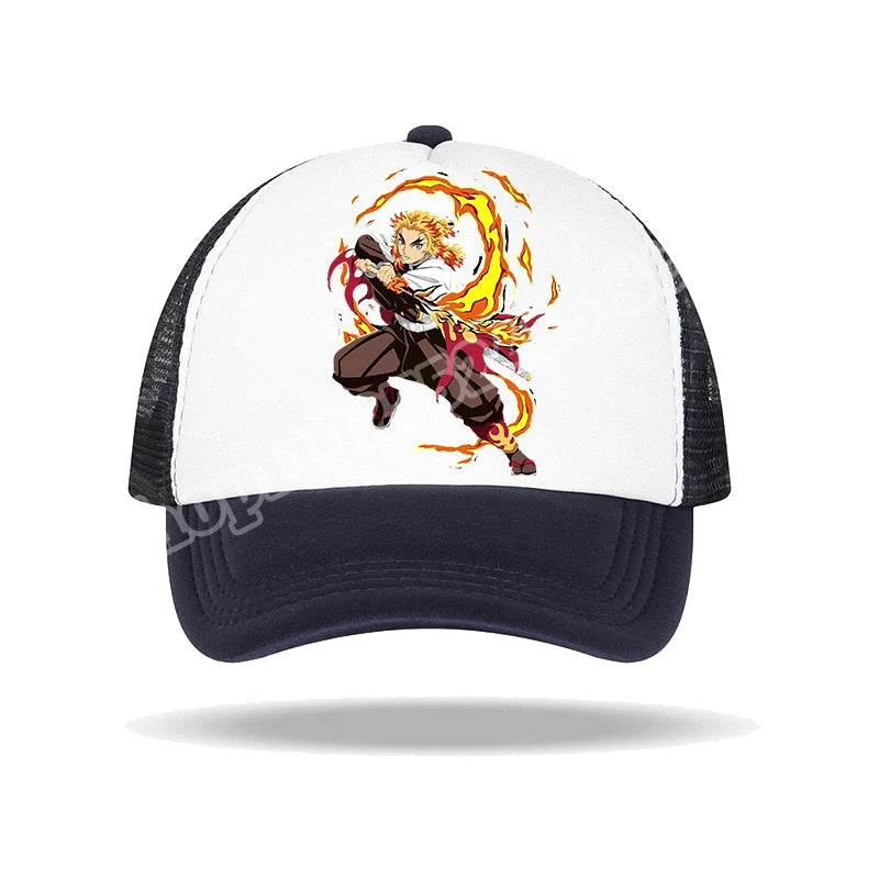 Kids Adults Baseball Caps Demon Slayer Infinity Castle Anime Character Print Sun Hat Cartoon Summer Adjustable Pointy Hats Gifts