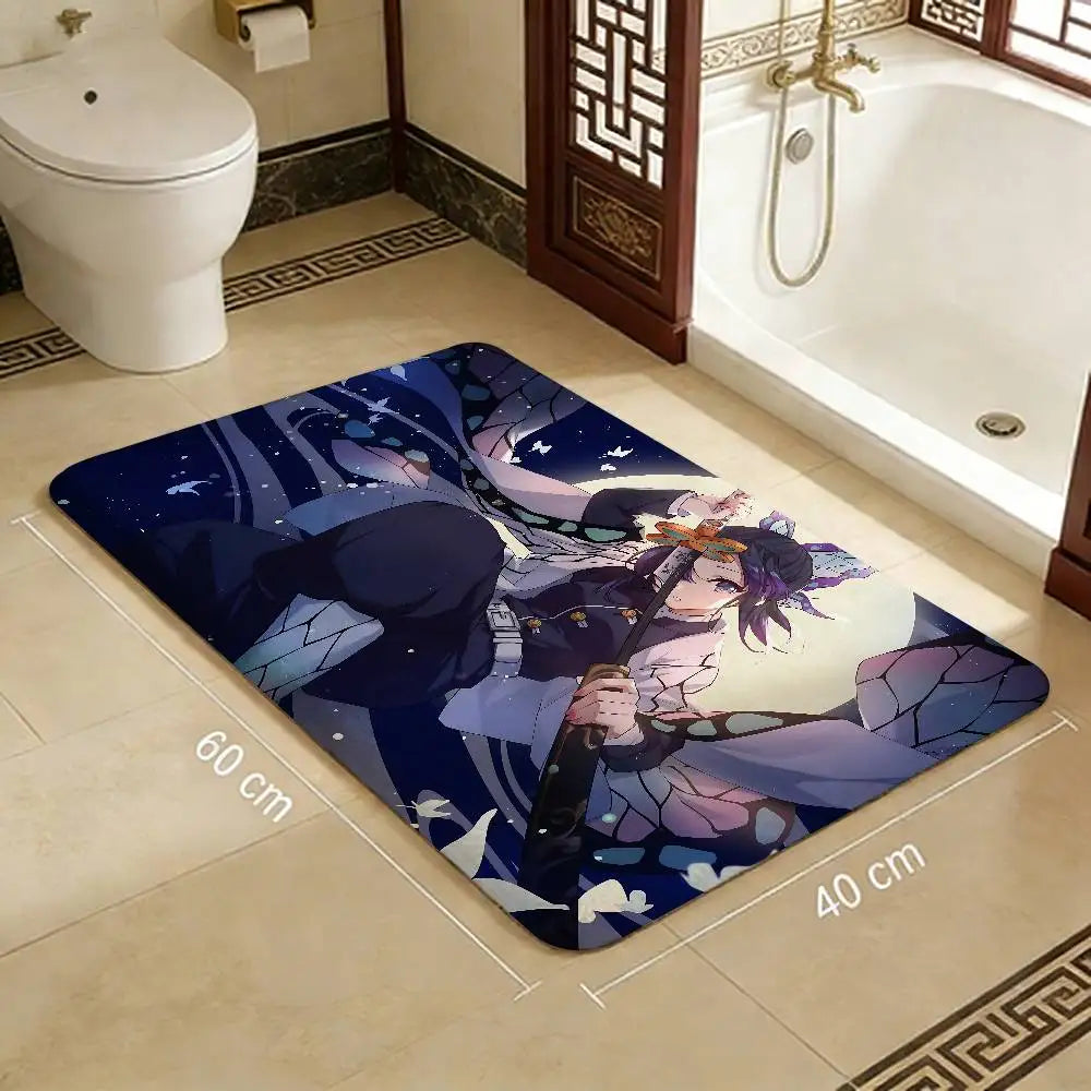 Anime Demon Slayer Bathroom Mat Kids Room Bedroom Decoration Balcony Anti-Slip Doormat Living Room Welcome Rug
