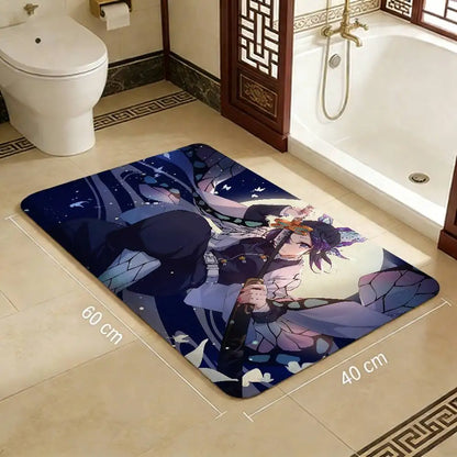 Anime Demon Slayer Bathroom Mat Kids Room Bedroom Decoration Balcony Anti-Slip Doormat Living Room Welcome Rug
