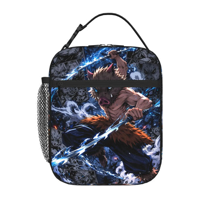 1 Piece Portable Lunch Container Lightning Warrior  Zipper Closure Durable Pocket Demon Slayer  For Lunch Lunch Box Bag