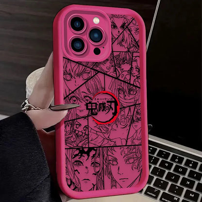 Demon Slayer Anime Line Art Cool Soft Phone Case for IPhone 17 Air 16 16E 15 14 13 12 11 Pro Max X XS X S Max XR SE 2020 SE4 7 8