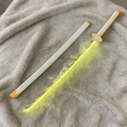40inch Demon Slayer Kokushibo Katana LED Mist Original Lightsabre Real Katana Wood Vapor Cosplay Prop Schwert Vapour Toy Gift