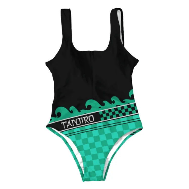 Anime Demon Slayer Cosplay Swimsuit Large Size 5XL Siamese Bathing Bikini Girls Sexy Sleeveless One-Pieces Beach Swimming Suit