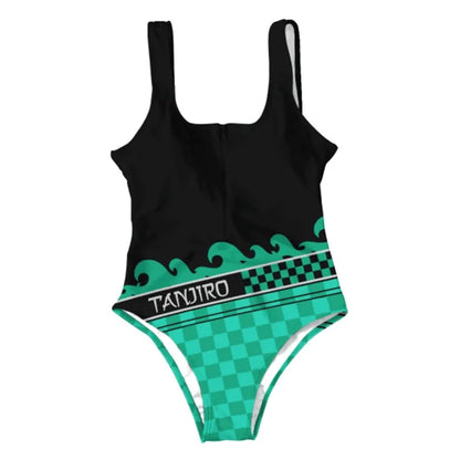 Anime Demon Slayer Cosplay Swimsuit Large Size 5XL Siamese Bathing Bikini Girls Sexy Sleeveless One-Pieces Beach Swimming Suit