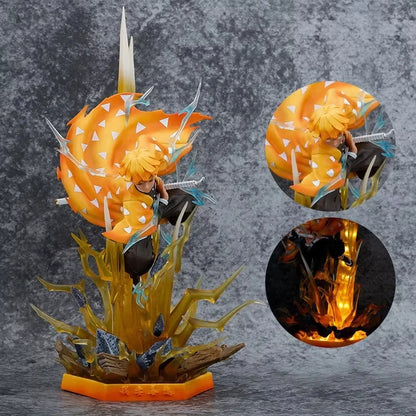 28CM Demon Slayer Infinity Castle Agatsuma Zenitsu Honoikazuchi Series GK Luminous Statue Action Figure Model Ornament Toy Gift