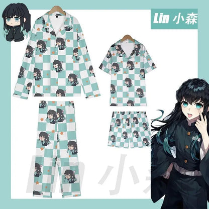 Anime Cosplay Homewear Demon Slayer Agatsuma Zenitsu Cute Pajama Set Demon Girl Pink Pattern Nightwear Loungewear Holiday Gift