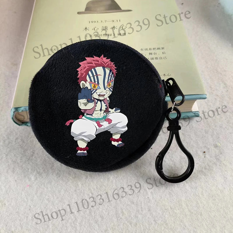 Demon Slayer Coin Purse Anime Figure Tanjiro Nezuko  Giyu Tomioka Wallet Key Earphones Storage Pouch Cute Round Mini Zero Wallet
