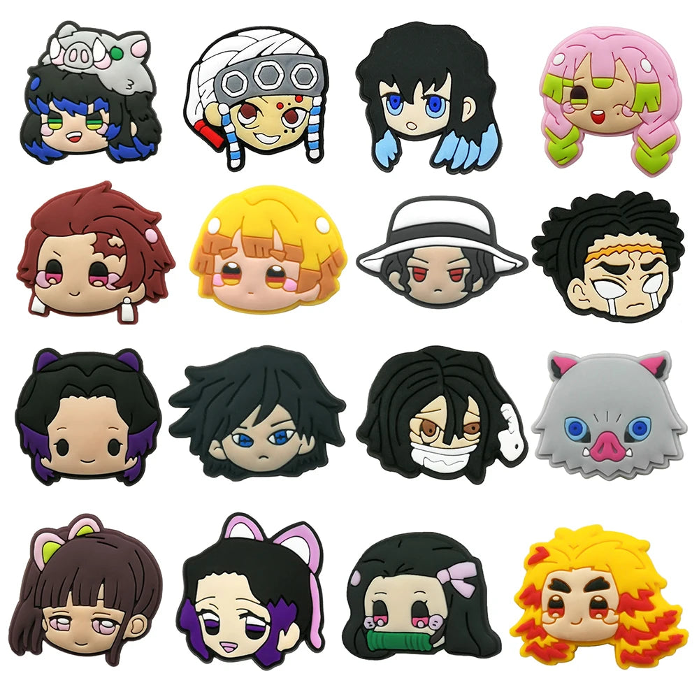11-31pcs Hot Toys Japanese Popular Manga Demon Series Shoe Charms Cartoon Clog Sandal Shoes Accessories Decoration Kids Gifts
