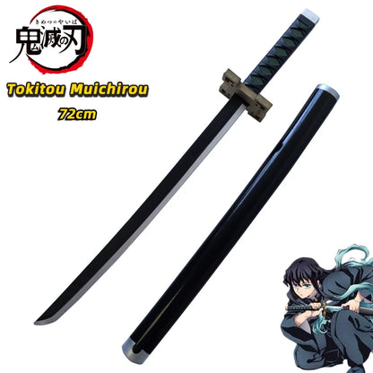 72cm Japanese Katana Samurai Sword Demon Slayer Katana Hashibira Inosuke Sword Kimetsu No Yaiba PU Ninja Knife Cosplay Toy Sword