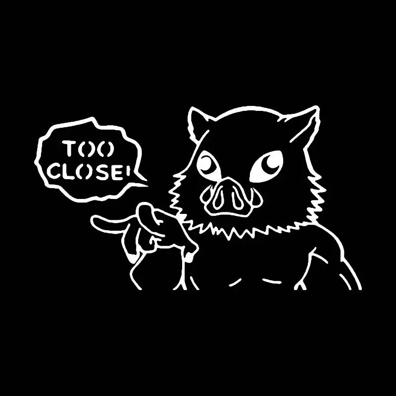Too Close Warning Demon Slayer Anime Car Sticker Auto Body Bumper Window Motorcycle Laptop Wall Vinyl Film Decal Car Accessories