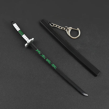 17cm Demon Slayer Keychain Nichirin Blade Model Anime Backpack Pendant Key Ring Tanjirou Zenitsu Creative Collectible Toy Gift