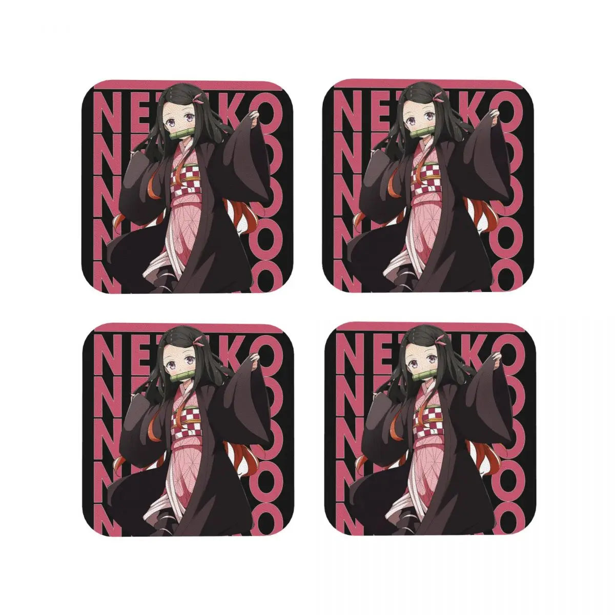 Nezuko Kimono Demon Slayer Kimetsu No Yaiba Anime Coasters Kitchen Placemats Insulation Cup Coffee Mats  Tableware Pads Set of 4