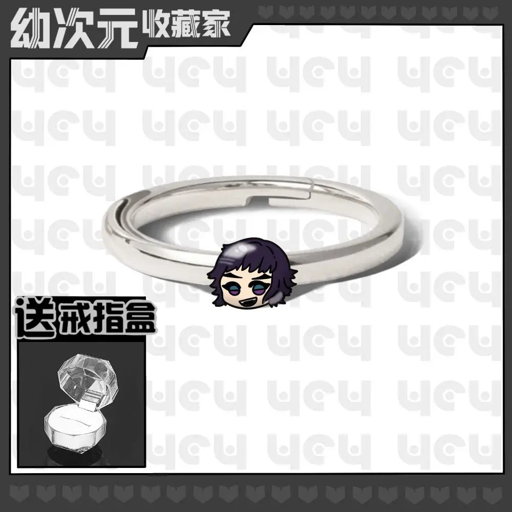 Demon Slayer Douma Tokitou Muichirou Tomioka Giyuu 2D Ring Fashion Personalized Cosplay Accessories Anime Original Niche Gift
