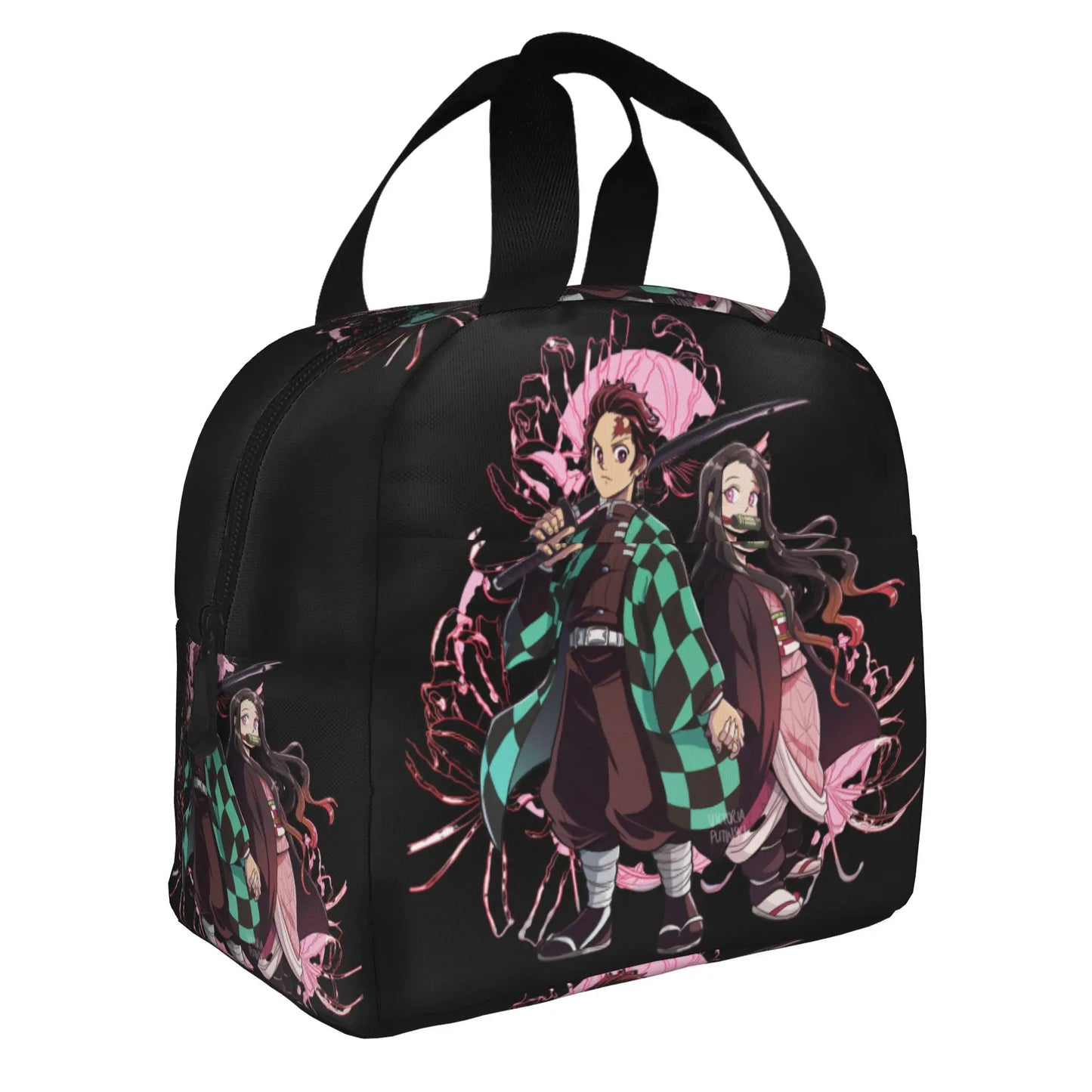 Cherry Nezuko Demon Slayer  Insulated Lunch Bags for Camping Travel Blossoms Sakura Portable Cooler Thermal Bento Box Women Men
