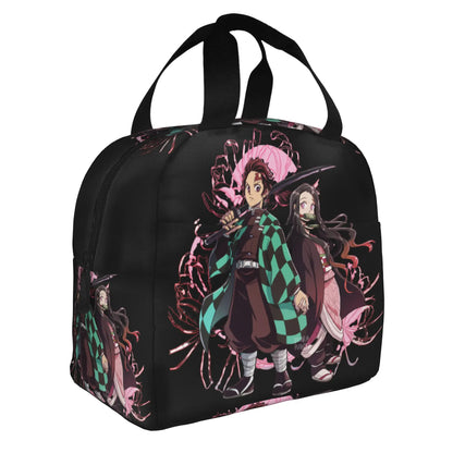Cherry Nezuko Demon Slayer  Insulated Lunch Bags for Camping Travel Blossoms Sakura Portable Cooler Thermal Bento Box Women Men