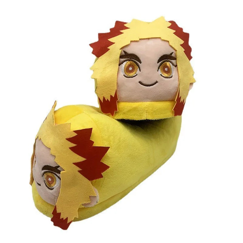 Anime Demon Slayer Plush Slippers Kamado Nezuko Cute Cotton Floor Slippers Tanjirou Rengoku Kyoujurou Nonslip Home Shoes Gifts