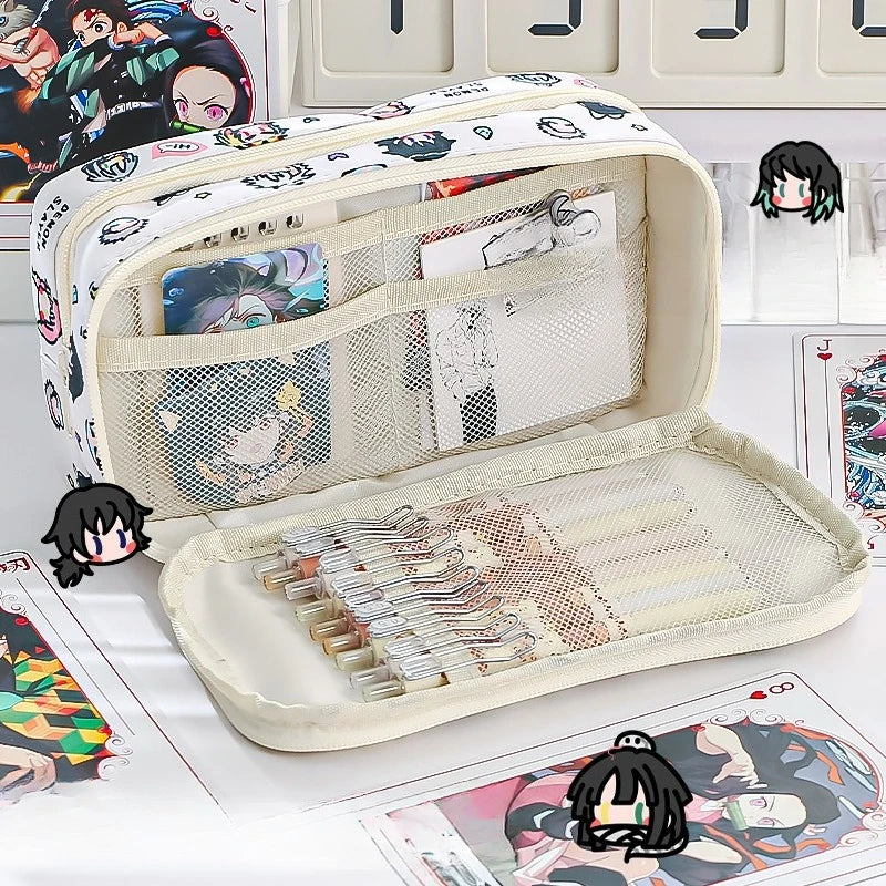 Demon Slayer Anime Kawaii Stationery Holder Bag Pen Case Students School Supplies Cartoon Cute Simple Style Stationery Box