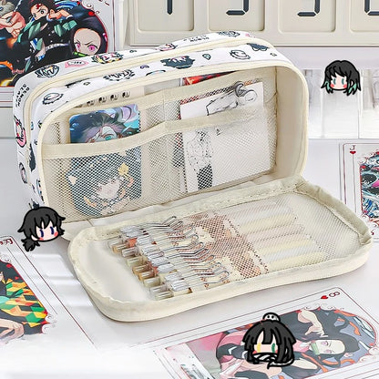Demon Slayer Anime Kawaii Stationery Holder Bag Pen Case Students School Supplies Cartoon Cute Simple Style Stationery Box