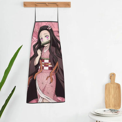 Nezuko Apron Chef Cooking Cuisine Tablier Sleeveless Bib Kitchen Cleaning Pinafore for Women Men Painting