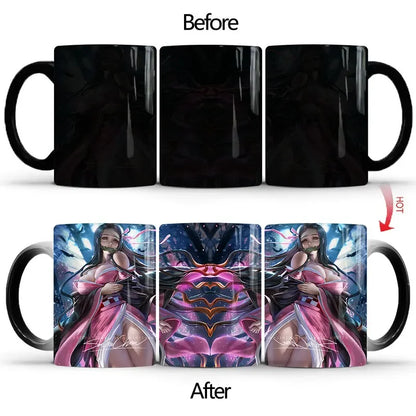 Demon Slayer Discoloration Mug Kimetsu No Yaiba Color Changing Cup Anime Ceramic Coffee Cup Heat Sensitive Milk Tea Mugs Novelty