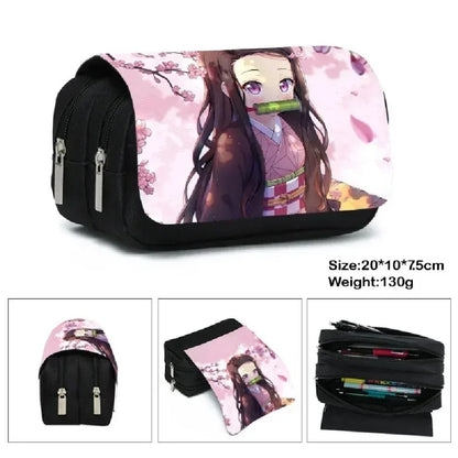 1PCS Demon Slayer  Anime Pen Bag Student Storage Bag Tanjirou Nezuko Zenitsu Giyuu Cartoon Pen Box Cute Boys Girls Pencil Case