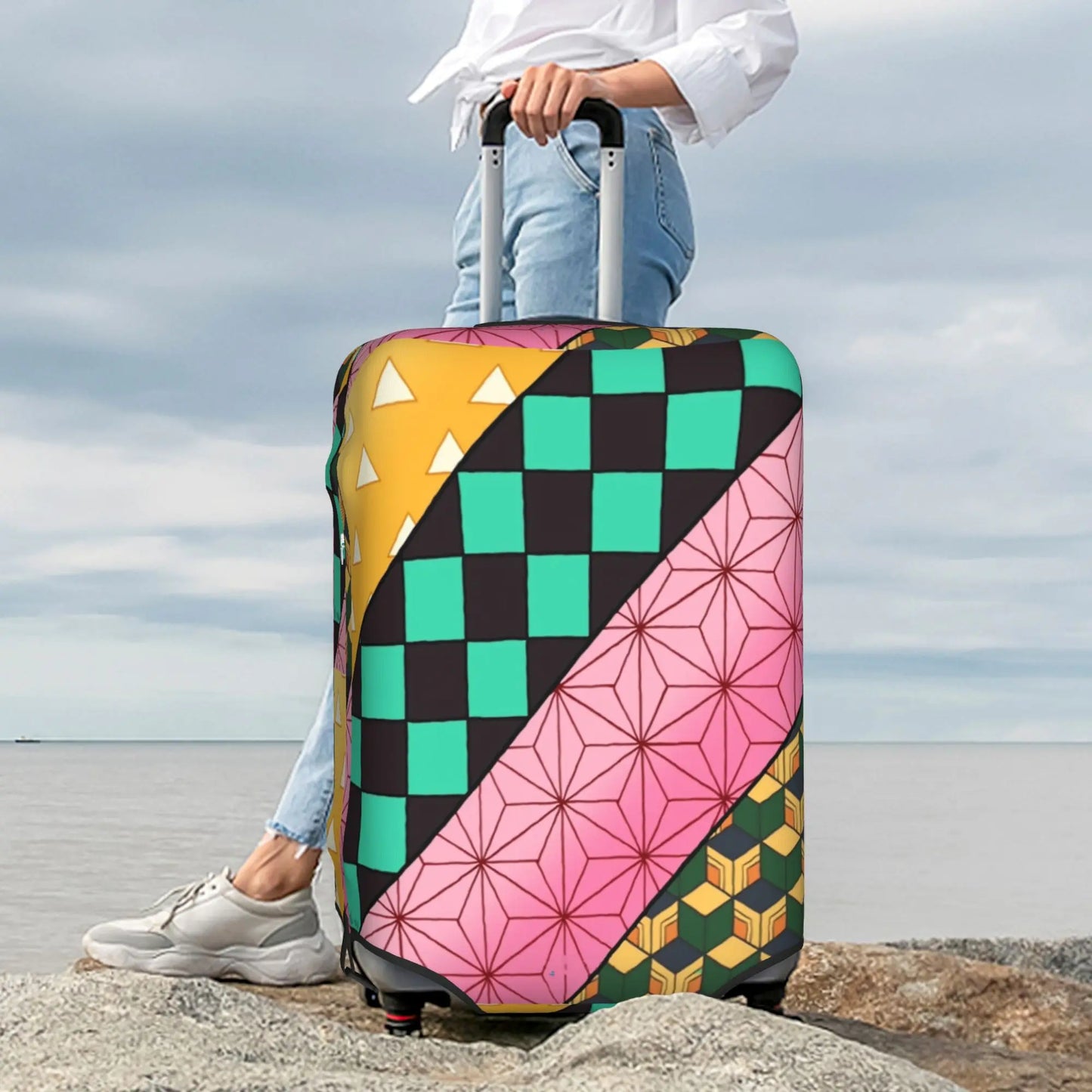 Custom Demon Slayer Kimetsu no Yaiba Travel Luggage Cover Elastic Manga Anime  Suitcase Cover Protector Fit 18-32 Inch
