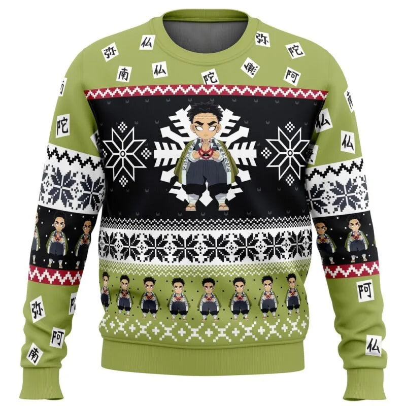 New Demon Slayers  inter Christmas Series Blade Round Neck Hoodie Printed Imitation Sweater Knitted Decorative Daily Necessit