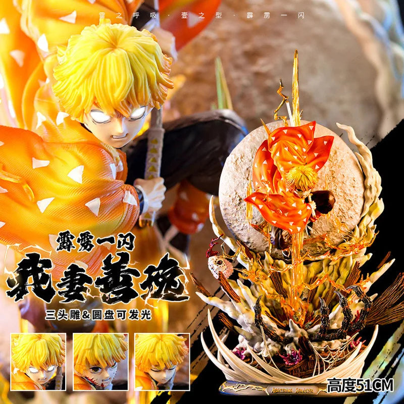 In Stock 51cm Demon Slayer Agatsuma Zenitsu And Kochou Shinobu Gk Anime Figure Statue Desktop Decoration Collection Model Gifts