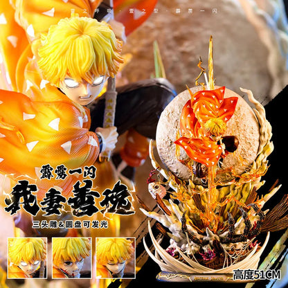 In Stock 51cm Demon Slayer Agatsuma Zenitsu And Kochou Shinobu Gk Anime Figure Statue Desktop Decoration Collection Model Gifts