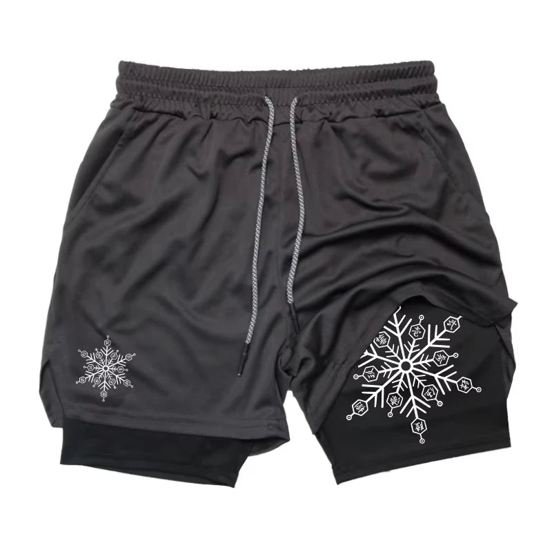 Akaza Men's 2-in-1 Shorts cotton blend fitness Gym pants Demon Slayer Japanese Anime Double Layer Quick-Drying Sports sweatpants