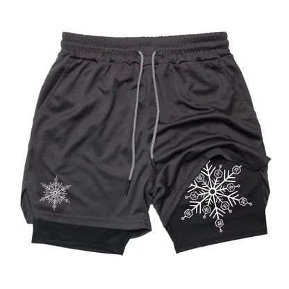 Akaza Men's 2-in-1 Shorts cotton blend fitness Gym pants Demon Slayer Japanese Anime Double Layer Quick-Drying Sports sweatpants