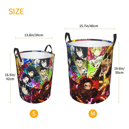 Tanjiro Kamado Demon Slayer Nezuko Kamado Laundry Basket Zenitsu Agatsuma Clothes Hamper for Household Clothes Storage Bag