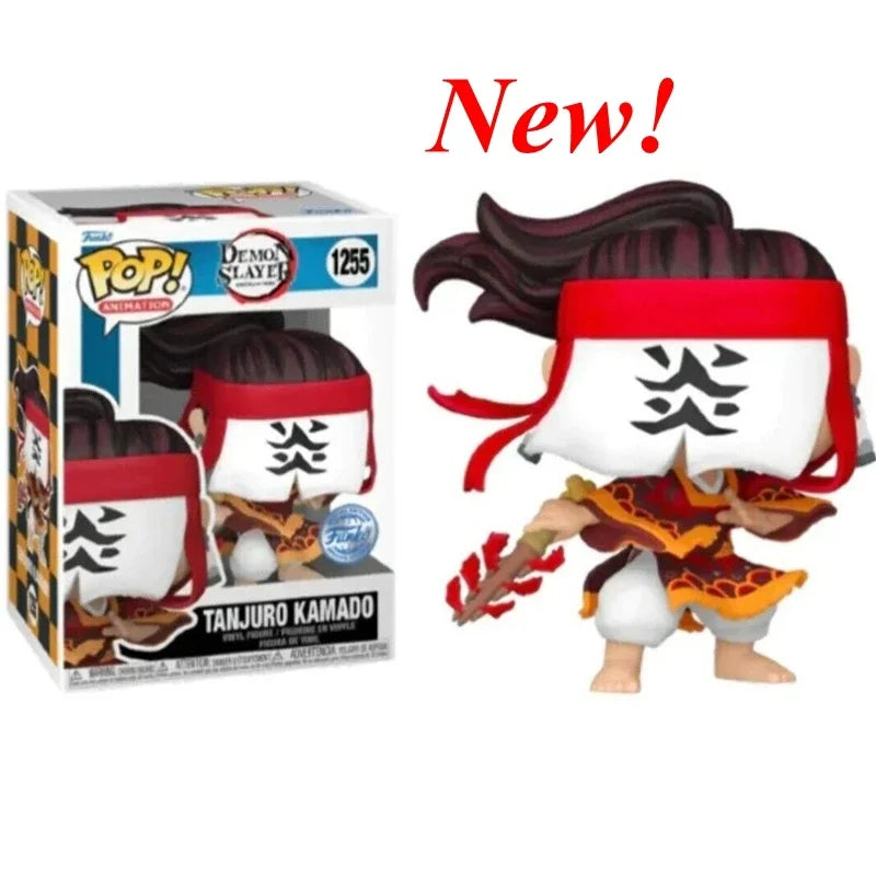 2026 Funko POP Demon Slayer Tanjiro 1304 Kanroji 1306 Rui 1307 Sanemi 1253 Nezuko 1254 Obanai 1395 Action Figures Model Toy Gift