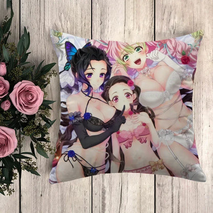 Pillow Demon Slayer Cushion Cover 45*45 Pillowcase Decorative Pillows for Sofa Pilow Cases Pillowcases 50x50 Car Decoration Body