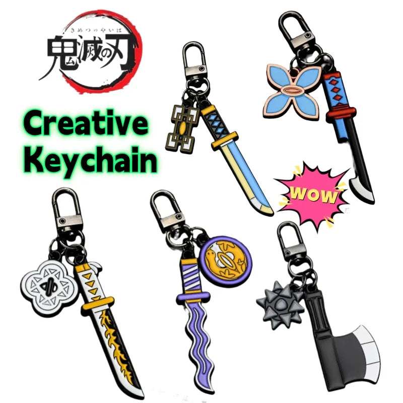 Demon Slayer Kanroji Mitsuri Tokitou Muichirou Iguro Obanai High Value Creative Metal Keychain Boy Backpack Pendant Decoration