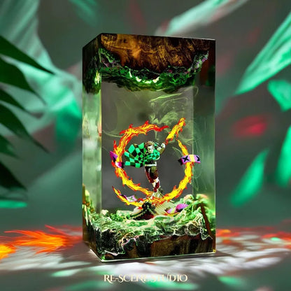 Demon Slayer peripheral model night light resin ornaments Tanjiro resin lamp model handicrafts home decoration
