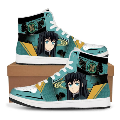 Anime Demon Slayer Sneakers Kochou Shinobu High-Top Sports Shoes Couples Cartoon Board Shoes Student Leisure Shoes Festival Gift