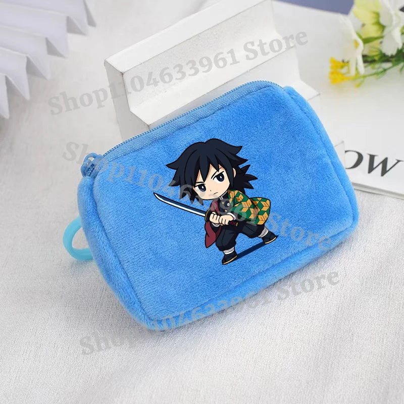 Demon Slayer Coin Purse Kimetsu No Yaiba Boy Girl Anime Cartoon Small Wallet Portable Mini Storage Bags Pendant Plush Coin Purse
