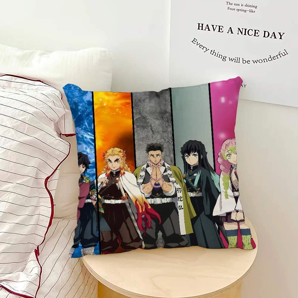 anime art comic d-Demon s-Slayer cushion cover Comfortable soft Pillow Case for Sofa Living Room Home Decor Protective Covers