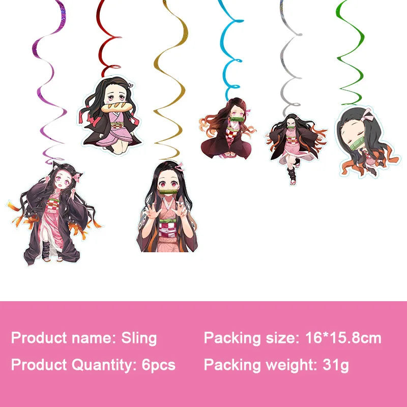 Anime Demon Slayer Kamado Nezuko themed party decoration paper cups plates tissues  baby showers balloons girls birthday gifts