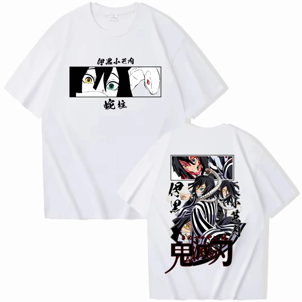 2026 Chinese New Year Anime Demon Killer Iguro Obanai T-shirt for Men and Women Harajuku Short Sleeved T-shirt Suitable for Fans