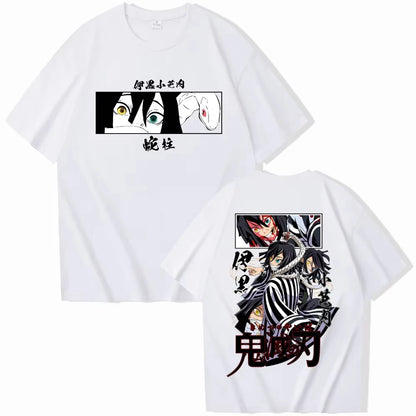 2026 Chinese New Year Anime Demon Killer Iguro Obanai T-shirt for Men and Women Harajuku Short Sleeved T-shirt Suitable for Fans