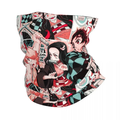 Custom Manga Demon Slayer Bandana Neck Gaiter for Hiking Camping Men Women Wrap Scarf Kimetsu No Yaiba Balaclava Warmer