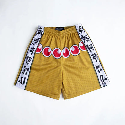 Bandai Demon Slayer Tanjiro Kamado Shorts, Black Turquoise Checkered with Great Wave Mesh Athletic Bottoms  Man - Beach shorts