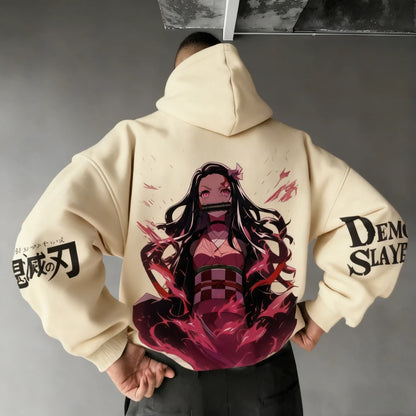 Demon Slayer Men's Hoodie Sweatshirt Kamado Nezuko Anime Spring Autumn Winter Boy Harajuku Long-sleeved Parent-child Outfit